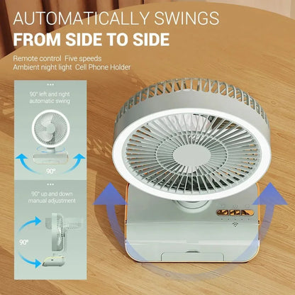 Multifunctional Silent Cooling Fan – 4000mAh Portable Air Conditioner for Home and Camping