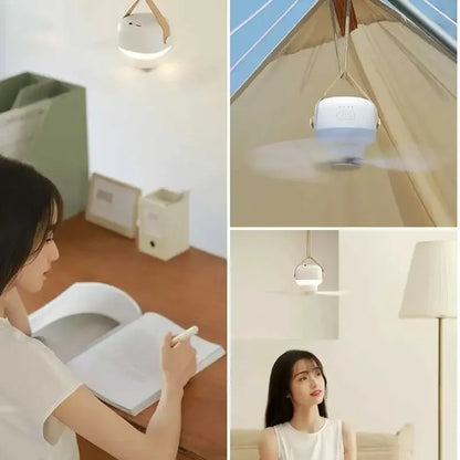 Cordless Ceiling Fan with LED Light and Remote – 7200mAh Camping Fan
