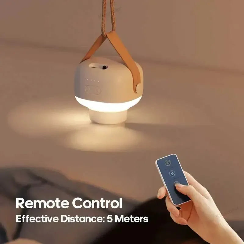 Cordless Ceiling Fan with LED Light and Remote – 7200mAh Camping Fan