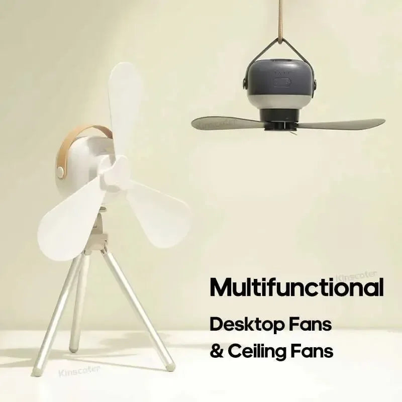 Cordless Ceiling Fan with LED Light and Remote – 7200mAh Camping Fan
