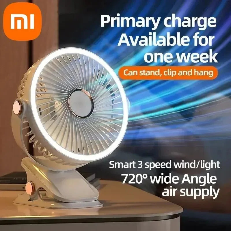 Rechargeable Clip-On Fan with 3 Speed Settings - Portable Wireless Air Circulator
