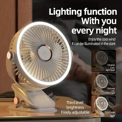 Rechargeable Clip-On Fan with 3 Speed Settings - Portable Wireless Air Circulator