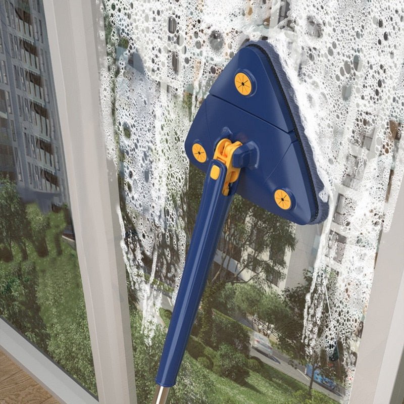 360° Swivel Triangle Mop with Extendable Handle and Microfiber Pad for Floors, Walls, and Ceilings