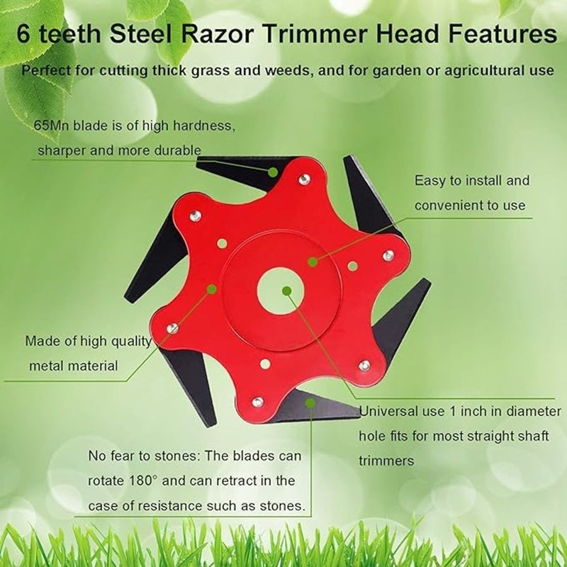 Heavy-Duty Trimmer Head with 6 Steel Blades