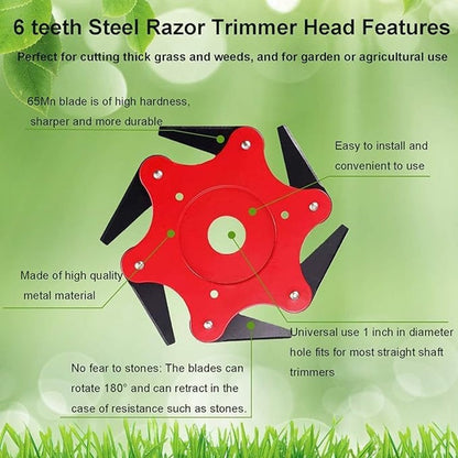 Heavy-Duty Trimmer Head with 6 Steel Blades