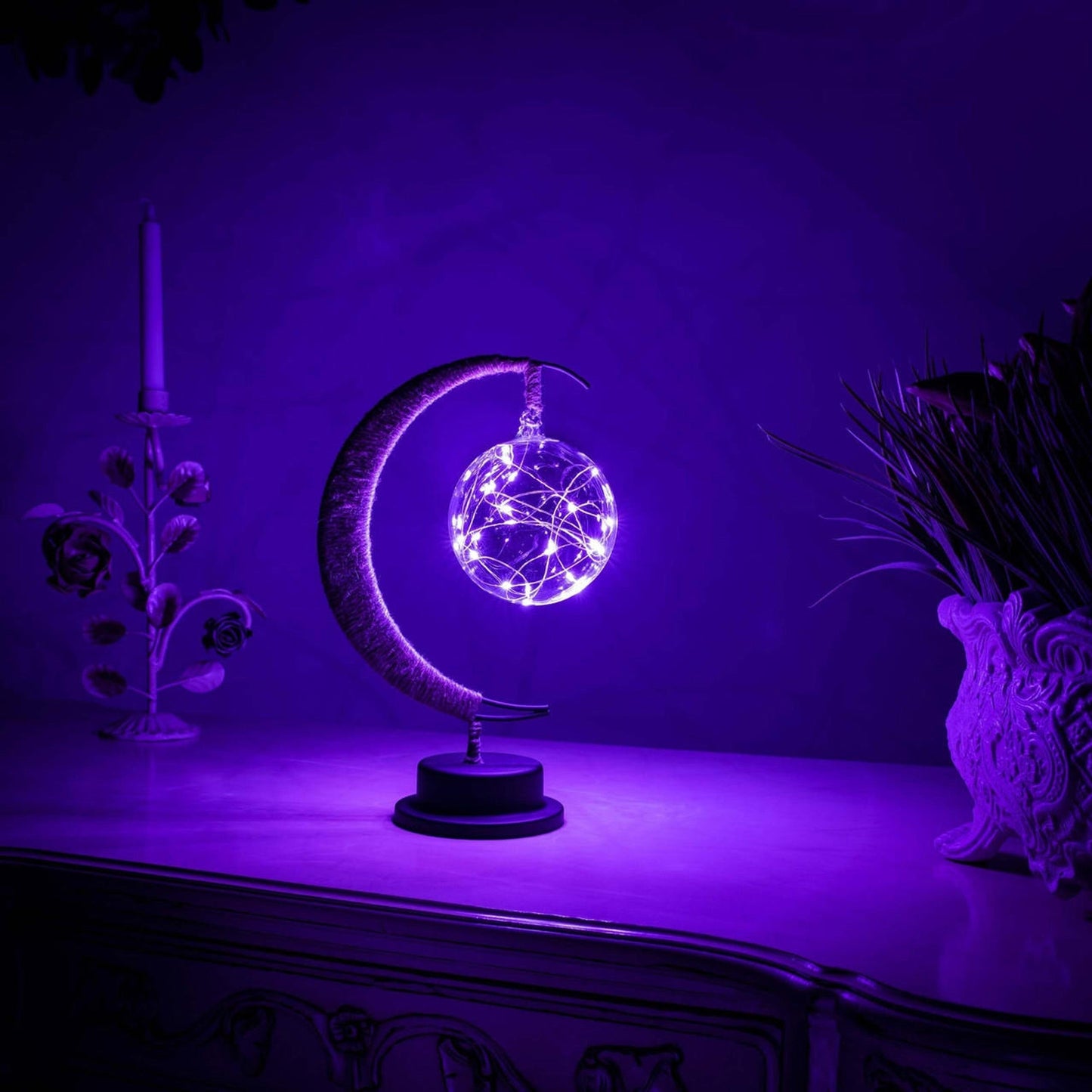 Decorative Table Lamp with Warm Ambient Light - Moon Sphere Design