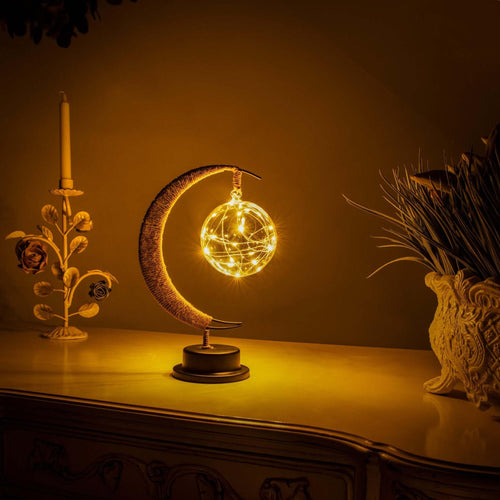 Decorative Table Lamp with Warm Ambient Light - Moon Sphere Design