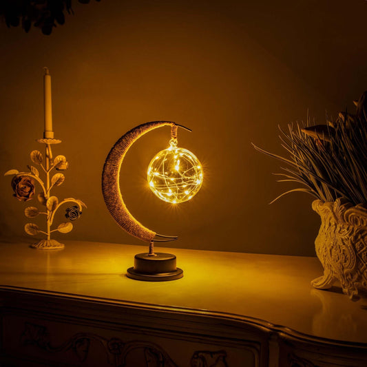 Decorative Table Lamp with Warm Ambient Light - Moon Sphere Design