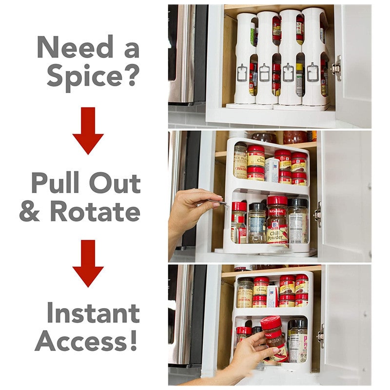 Dual-Level Spice Storage Carousel with Sliding Base for Easy Access