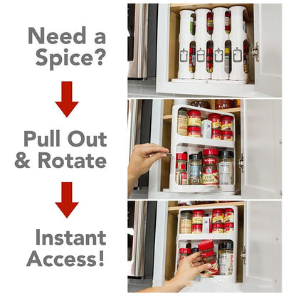 Dual-Level Spice Storage Carousel with Sliding Base for Easy Access