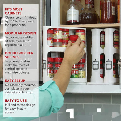 Dual-Level Spice Storage Carousel with Sliding Base for Easy Access