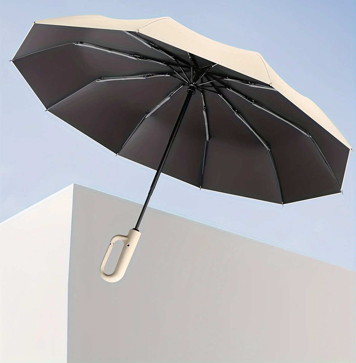 Automatic Folding Umbrella with Large Buckle Handle – Wind-Resistant & Compact