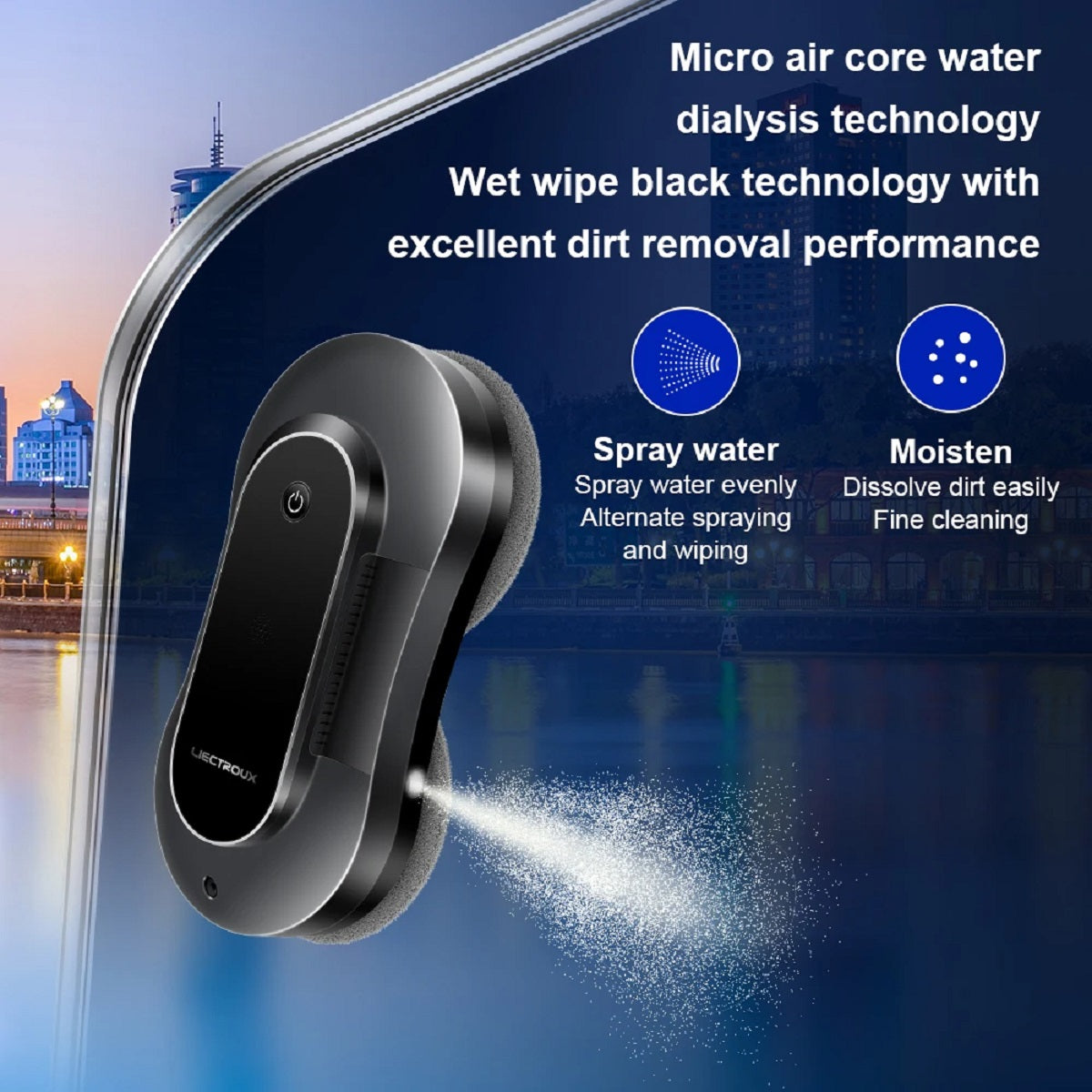 Window Cleaning Robot with Dual Water Spray and Laser Sensor Control via App