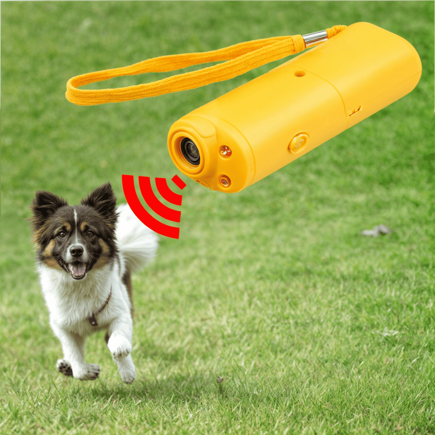 Compact Ultrasonic Dog Training Device with LED Light, 5-Meter Range, Wrist Strap