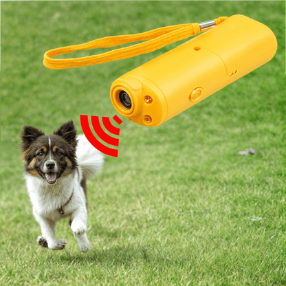 Compact Ultrasonic Dog Training Device with LED Light, 5-Meter Range, Wrist Strap