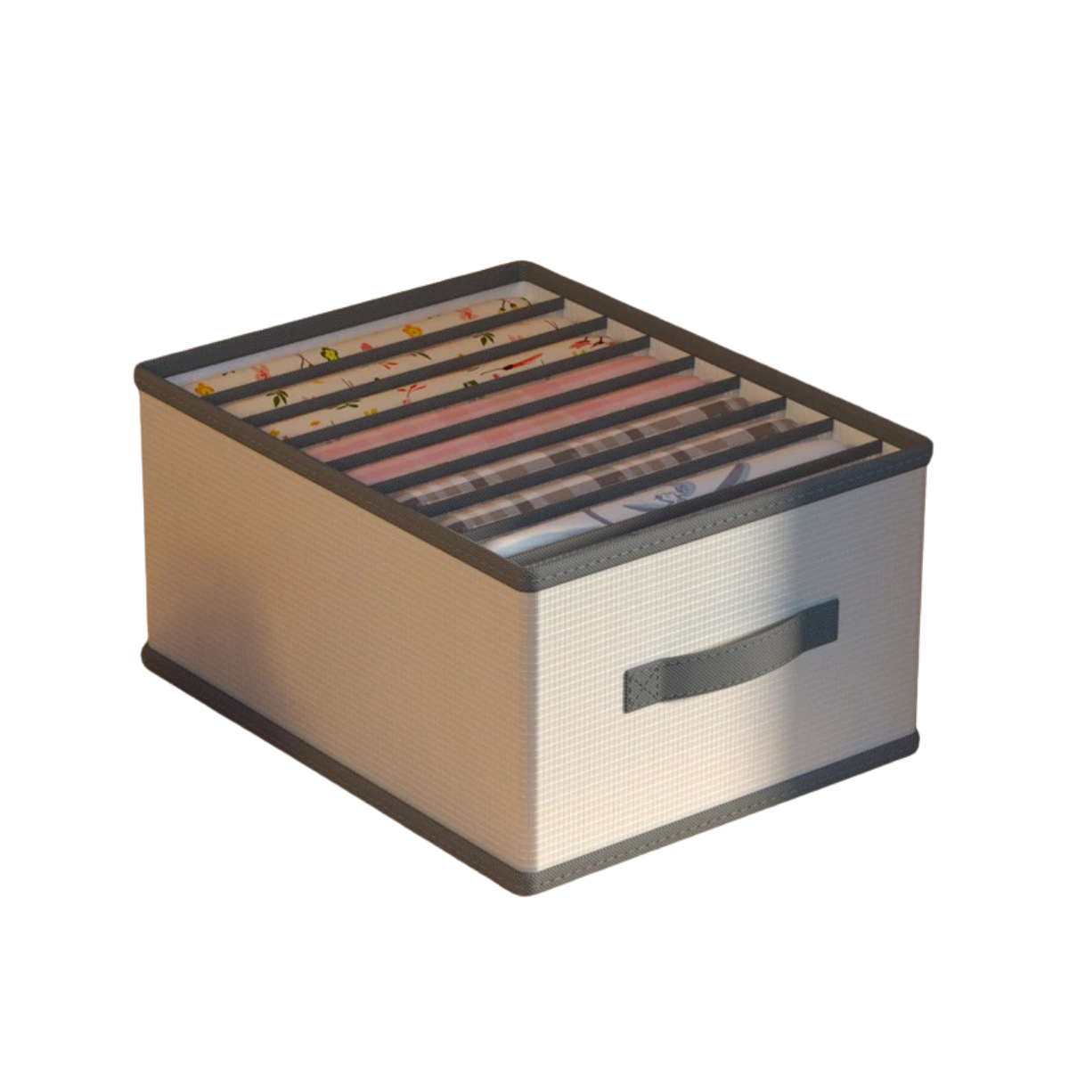 Multi-Compartment Storage Box for Wardrobe Clothes Organization