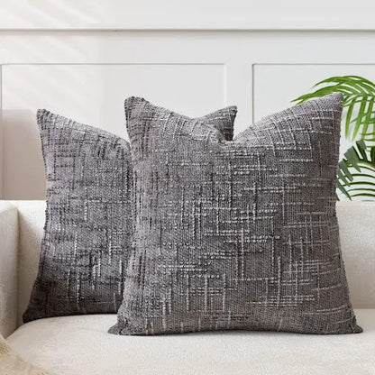 Bamboo-Textured Solid Color Chenille Cushion – Throw Pillow for Sofa & Bedroom