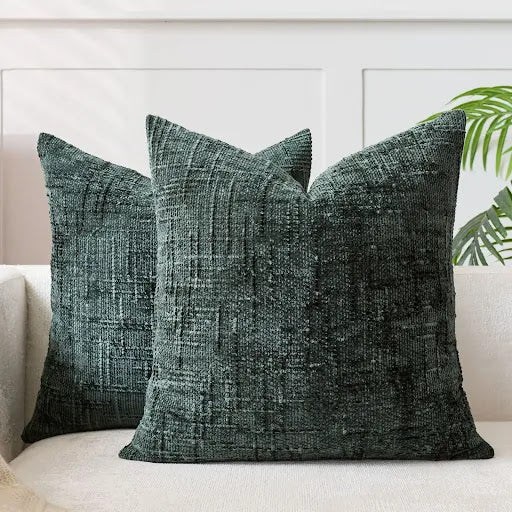 Bamboo-Textured Solid Color Chenille Cushion – Throw Pillow for Sofa & Bedroom