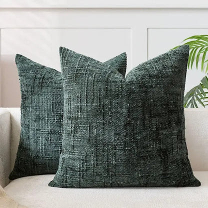 Bamboo-Textured Solid Color Chenille Cushion – Throw Pillow for Sofa & Bedroom