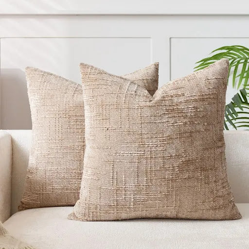 Bamboo-Textured Solid Color Chenille Cushion – Throw Pillow for Sofa & Bedroom