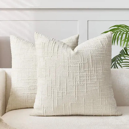 Bamboo-Textured Solid Color Chenille Cushion – Throw Pillow for Sofa & Bedroom