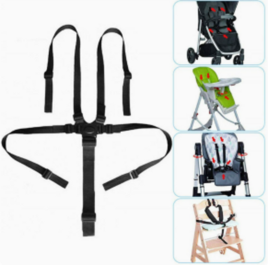 5-Point Safety Harness with Strap – Comfortable and Secure for Strollers, Buggies, and Child Seats