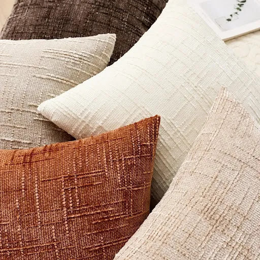 Bamboo-Textured Solid Color Chenille Cushion – Throw Pillow for Sofa & Bedroom