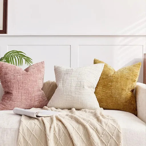 Bamboo-Textured Solid Color Chenille Cushion – Throw Pillow for Sofa & Bedroom