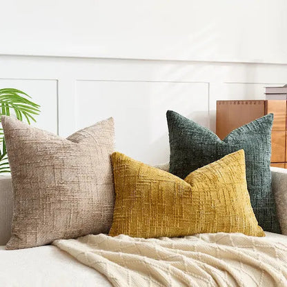 Bamboo-Textured Solid Color Chenille Cushion – Throw Pillow for Sofa & Bedroom