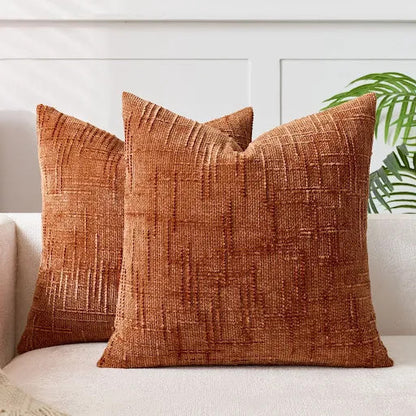 Bamboo-Textured Solid Color Chenille Cushion – Throw Pillow for Sofa & Bedroom