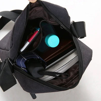 Water-Repellent Shoulder Bag for Men with Zippered Pockets and Adjustable Strap