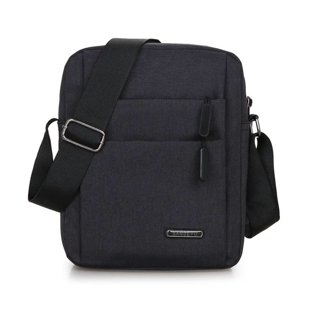 Water-Repellent Shoulder Bag for Men with Zippered Pockets and Adjustable Strap