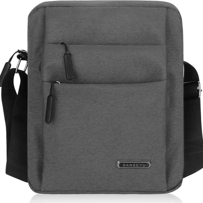 Water-Repellent Shoulder Bag for Men with Zippered Pockets and Adjustable Strap