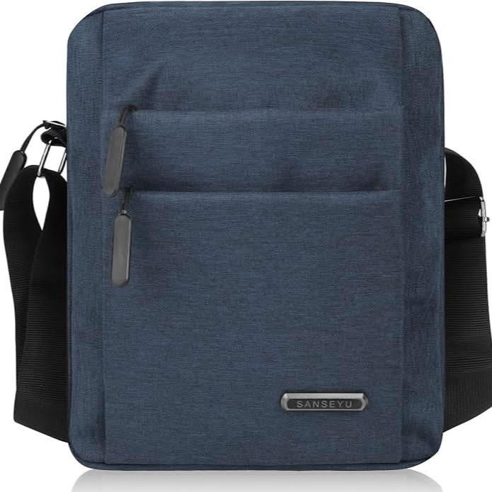 Water-Repellent Shoulder Bag for Men with Zippered Pockets and Adjustable Strap