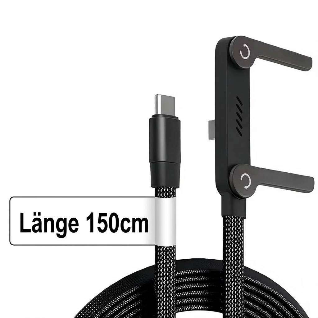 Dual-Function USB-C Charging Cable with Foldable Phone Holder