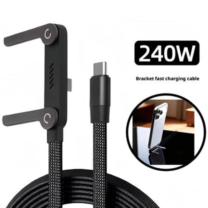 Dual-Function USB-C Charging Cable with Foldable Phone Holder