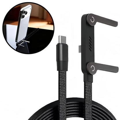 Dual-Function USB-C Charging Cable with Foldable Phone Holder