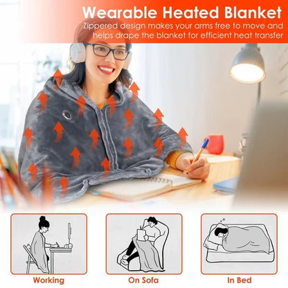 Cozy USB-Connected Fleece Wrap with Adjustable Heating Zones