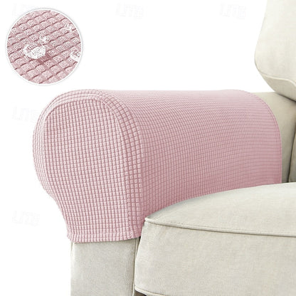 Stretch Armrest Covers – Spandex Chair & Sofa Slipcovers, Set of 2, Burgundy