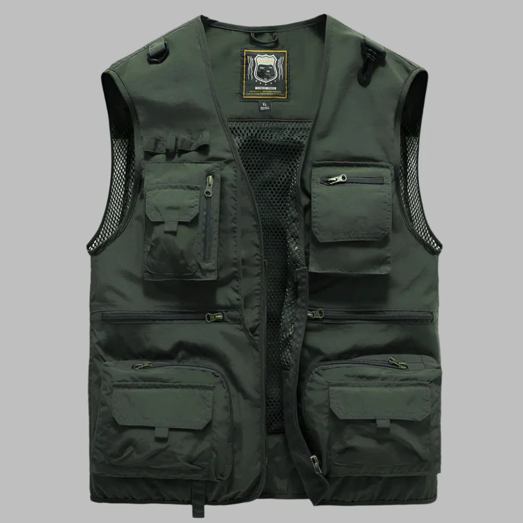 Versatile Pocketed Vest for Fishing, Travel, and Work