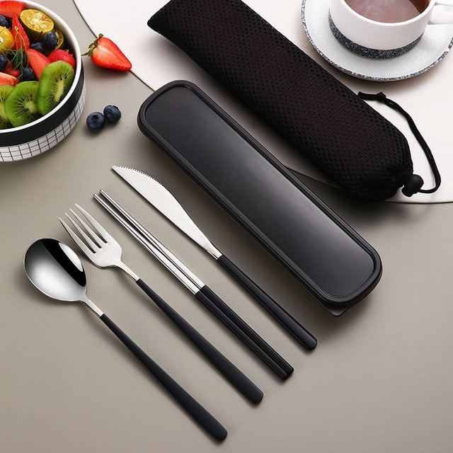 Compact Travel Utensil Set with Carry Case