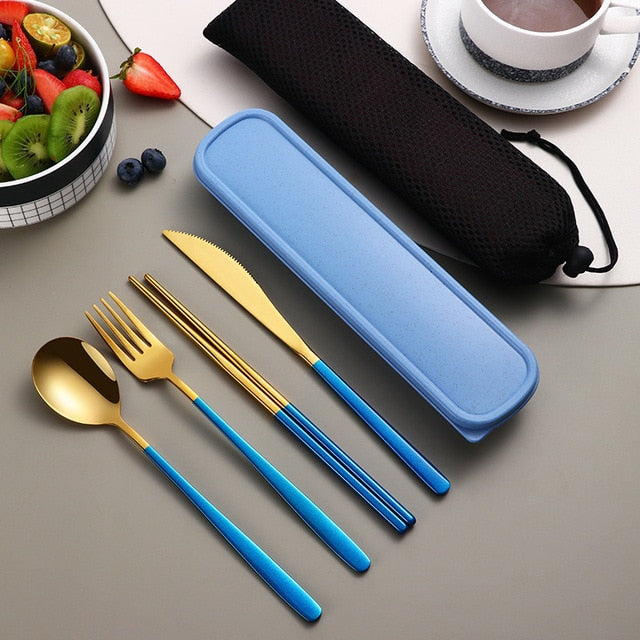 Compact Travel Utensil Set with Carry Case