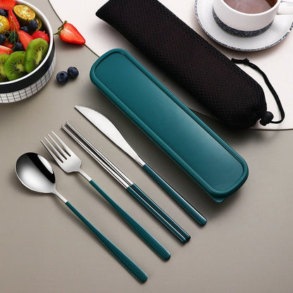 Compact Travel Utensil Set with Carry Case