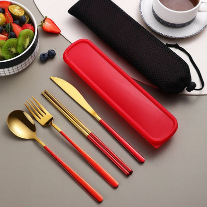 Compact Travel Utensil Set with Carry Case