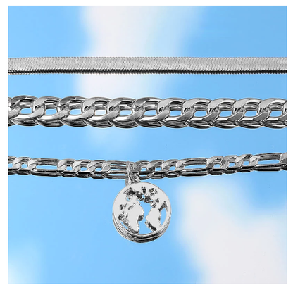 Set of Double Anklets in Modern Duchesse Style