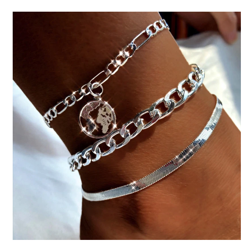 Set of Double Anklets in Modern Duchesse Style