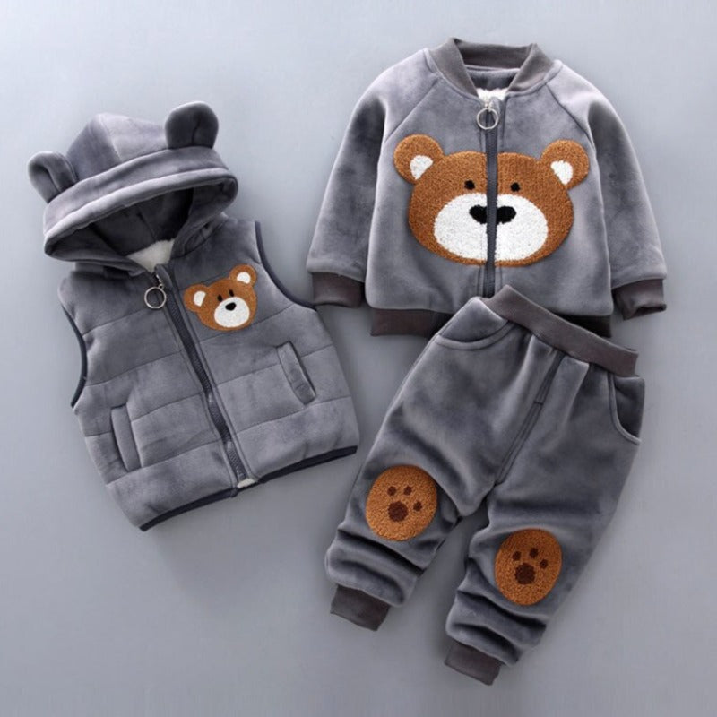 Cozy Bear Winter Set for Kids – 3-Piece Warm Outfit with Hood and Ears