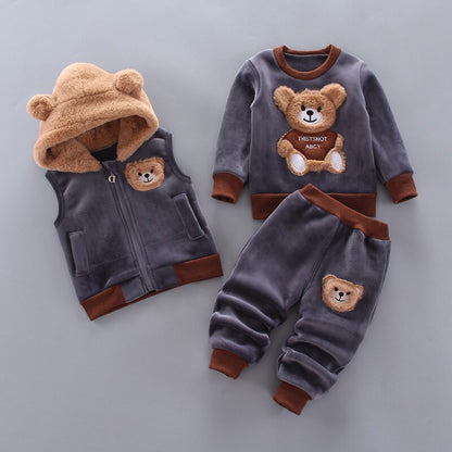 Cozy Bear Winter Set for Kids – 3-Piece Warm Outfit with Hood and Ears