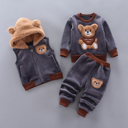 Cozy Bear Winter Set for Kids – 3-Piece Warm Outfit with Hood and Ears