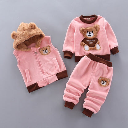 Cozy Bear Winter Set for Kids – 3-Piece Warm Outfit with Hood and Ears